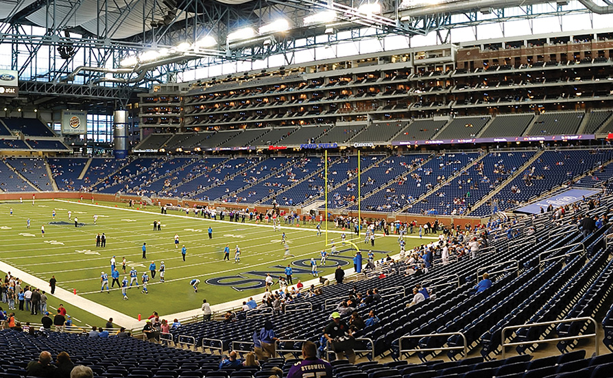 Photo of the interior of Ford Field stadium